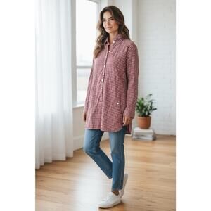 Toad & Co Tunic Tyrian Purple Stripe Mixologist Shirt Size Small Pockets Organic